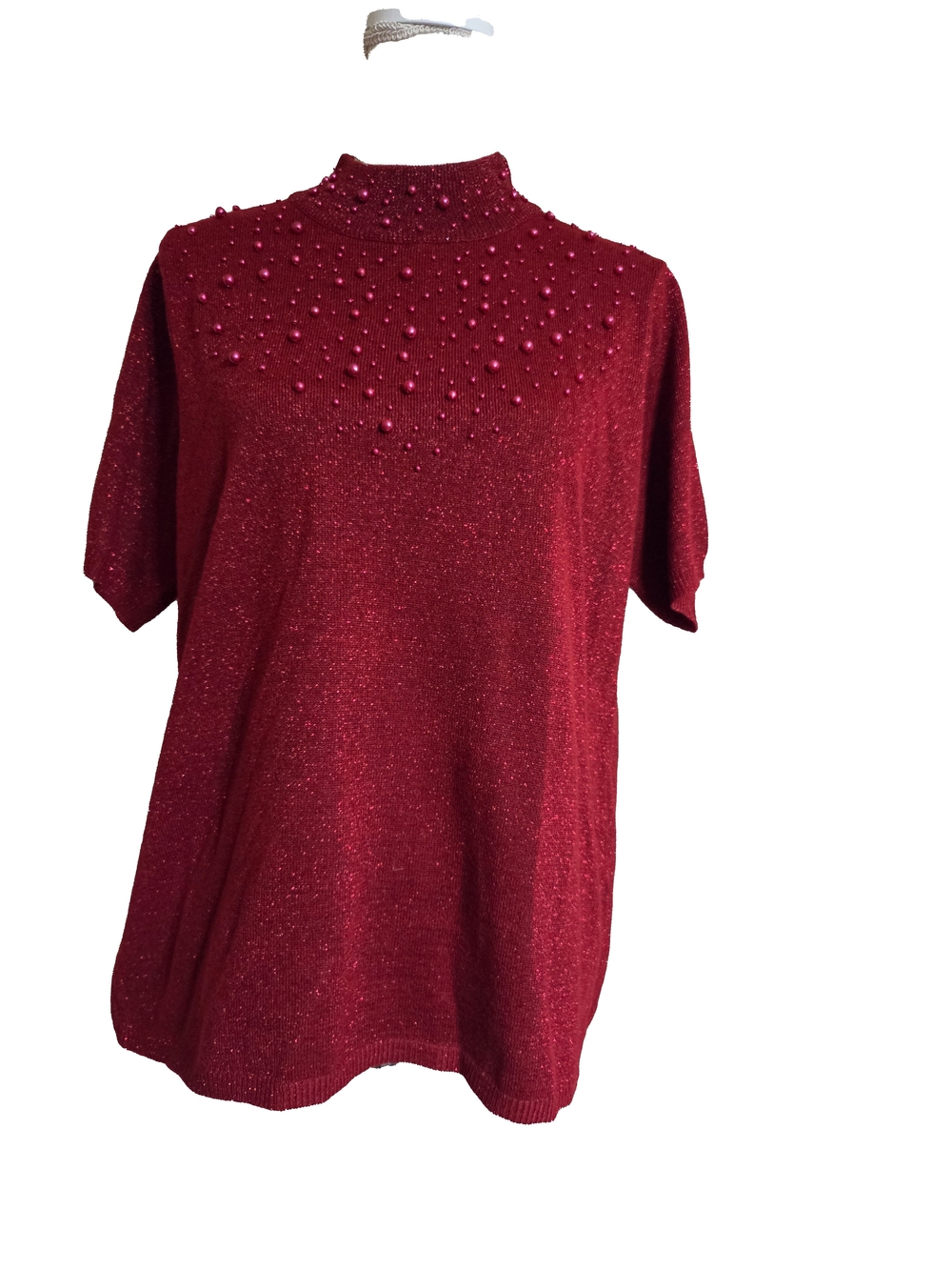 Susan Graver Sparkling Berry Sweater with Bead Embellishment
